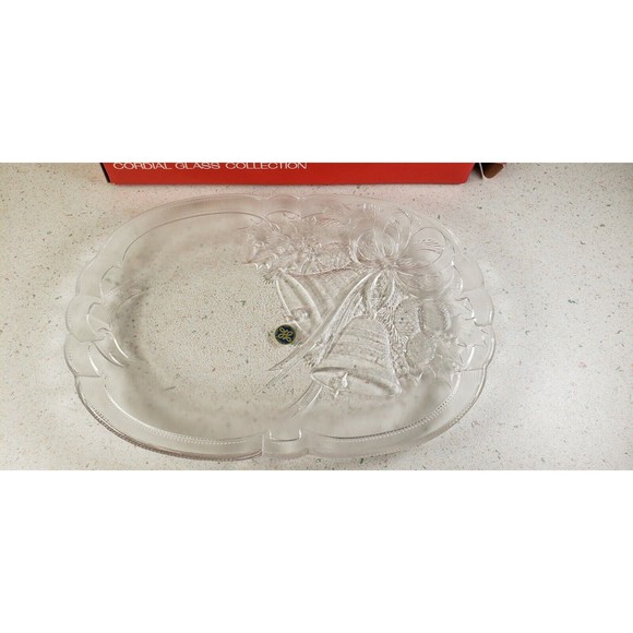 Japanese HOYA Crystal - Christmas Holiday Bells Oblong Plate/Dish, FBD1620 NEW - Picture 7 of 10